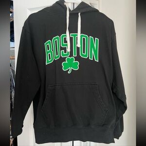 Black Boston Hoodie with Green Accents